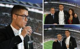 Cristiano Ronaldo selló este lunes su renovación con el Real Madrid hasta el 2021. Estuvo acompañado de su madre y amigos en un acto especial de su vida. Fotos AFP.