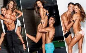 Cristiano posando sensualmente junto a la modelo Alessandra Ambrosio.