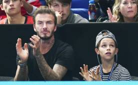 Beckham junto a su hijo Romeo en uno de los torneos de tenis.
