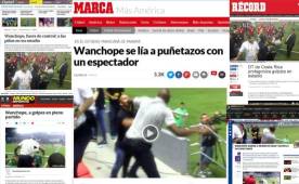La prensa en todo el mundo destaca la pelea que Wanchope tuvo con un agente de seguridad.
