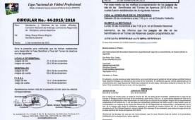 Estas con las circulares de Liga Nacional que causaron un cruce de palabras entre Olimpia y Motagua. Foto DIEZ