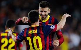 Gerard Piqué y Messi anotaron este domingo en el triunfo ante el Espanyol.