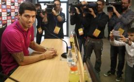 Luis Suárez durante la conferencia de prensa de este jueves. Foto EFE.