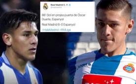 Óscar Duarte no la pasó nada bien en su presentación oficial con la camisa del Espanyol.