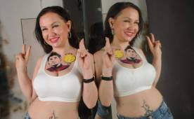 La actriz de Bollywood decidió pintarse en el pecho la cara del jugador que más le gusta, el crack gaucho.