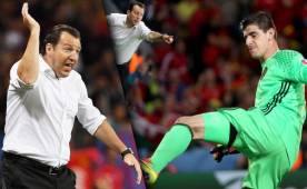 Thibaut Courtois salió enfurecido tras quedar eliminados que hasta se fue a los golpes con Marc Wilmots. Foto AFP y EFE.