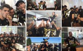 La celebración de los jugadores de la Juventus tras ganar su quinta liga en Italia. Fotos tomadas de Juventus.com