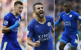 Jamie Vardy, Riyad Mahrez y N'Golo Kanté, es de lo mejor del Leicester esta temporada.