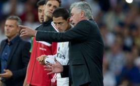 El técnico Carlo Ancelotti dice que comprende la frustración de Chicharito por no jugar, pero es algo que ya lo ha hablado con los jugadores. Foto EFE
