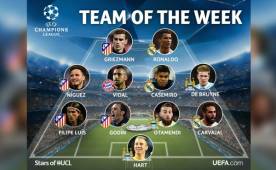 Tremenda y potente delantera se destaca en este equipazo de la semana, Griezmann y Cristiano Ronaldo.