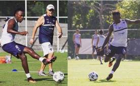 El artillero hondureño Alberth Elis es supervisado de cerca mientras trabaja en la definición para mejorar su puntería para el juego del miércoles ante Santos.