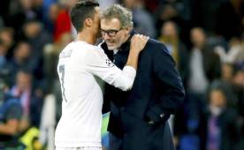 El entrenador del PSG, Laurent Blanc junto a Cristiano en un encuentro que tuvieron en el 2015.
