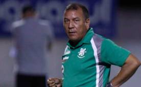 El DT de Platense, Carlos Tábora estuvo inquieto dirigiendo en el área técnica. (Foto: Wendell Escoto)