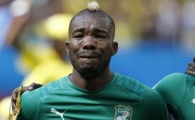 Die derramó lágrimas en memoria de su padre quien falleció dos horas antes del juego de Costa de Marfil con Colombia. Foto AFP