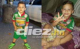 Después de lograr que su mamá le pusiera la camisa de su querido Marathón, la cara de felicidad del pequeño Neyib Edgardo es impresionante.