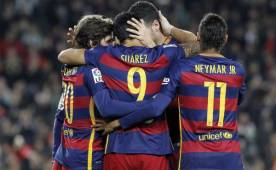 De los 180 goles marcador por Barcelona en este 2015, 137 han sido del tridente Neymar, Messi y Suárez. Foto EFE