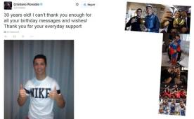 Cristiano Ronaldo posteó en Twitter y Facebook con motivo de su cumpleaños.