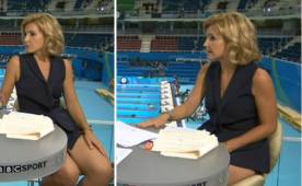 Helen Skelton no pudo resistir a tal situación cuando se levantaba o se movía en su silla.