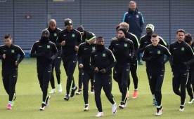 El entrenamiento de este lunes del Manchester City. Foto EFE.