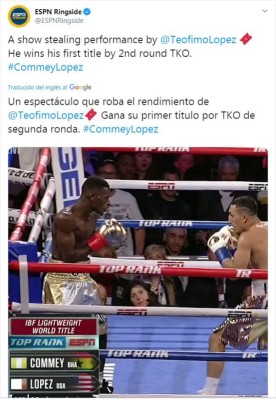 Lo que dicen los medios luego de que Teófimo López ganara el título mundial