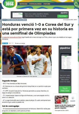 Prensa internacional: Hazaña de Honduras en los Juegos Olímpicos de Río
