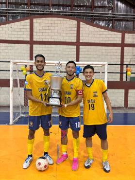 Eddy Fúnez, Jean López y Óscar Puerto, los goleadores de la final a favor de la UNAH.