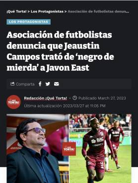 En Costa Rica informan que el DT lo llamó: “Negro de mierda”.