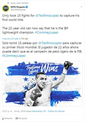 Lo que dicen los medios luego de que Teófimo López ganara el título mundial