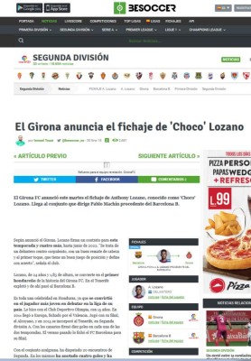La reacción de los medios tras el fichaje del Choco Lozano por Girona