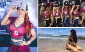 La modelo costarricense Jacqueline Segura es una de las moraditas que engalanan el Ricardo Saprissa en los medios tiempos.