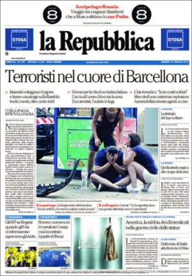 Las impactantes portadas en el mundo tras atentado en Barcelona