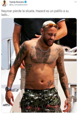 ¡Lo comparan con Hazard! Neymar sorprende con su estado físico en sus vacaciones desde Ibiza: 'increíble panza' &nbsp;&nbsp;