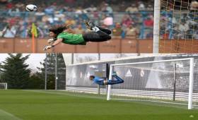 Keylor Navas realizó la jugada del 'Escorpión' tras remate de Marcelo.