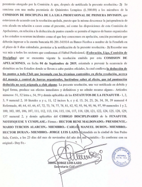 Comisión de Apelación le reduce el castigo a Olimpia tras el incidente en el Estadio Morazán contra Motagua