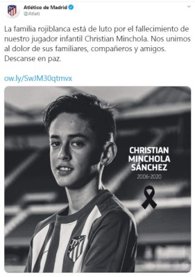Inmenso dolor en el Atlético de Madrid: Muere promesa rojiblanca de tan solo 14 años