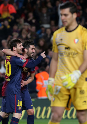 Manita del Barça; cuatro de Messi.