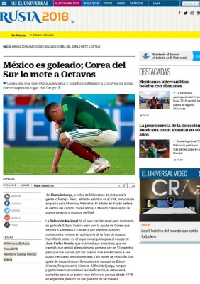 Así ve la prensa mundial el pase de México a los octavos de Rusia 2018