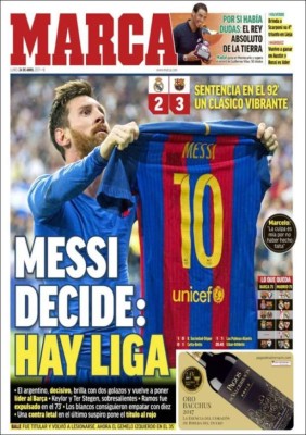 Messi el gran protagonista de las portadas de los diarios deportivos en el mundo.