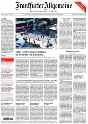 Las impactantes portadas en el mundo tras atentado en Barcelona