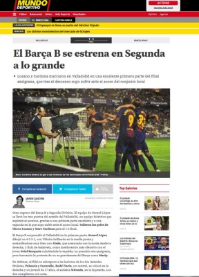 Prensa internacional destaca labor al Choco Lozano en debut del Barcelona B