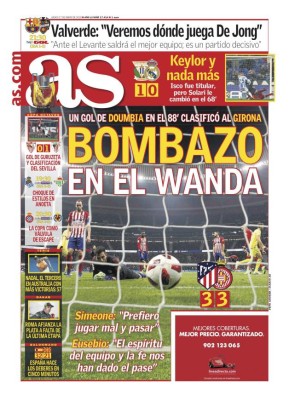 Portadas: Así titularon los diarios el batacazo del Girona del Choco Lozano ante el Atlético de Madrid