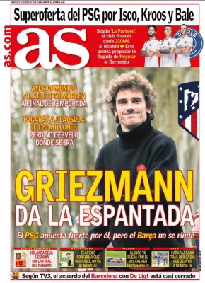 Griezmann se roba las portadas tras anunciar su salida del Atlético de Madrid