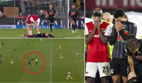 Bas Dost se desplomó en la mitad del campo cuando se jugaban los últimos minutos del compromiso.