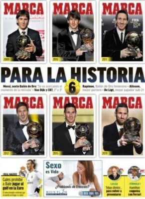 La prensa mundial se rinde ante Messi tras ganar su sexto Balón de Oro