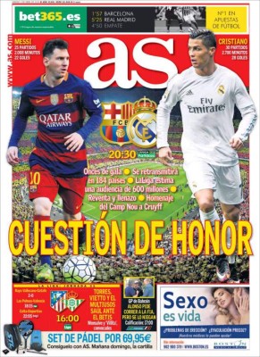 Portadas: El mundo con fiebre de 'El Clásico' Barcelona-Real Madrid