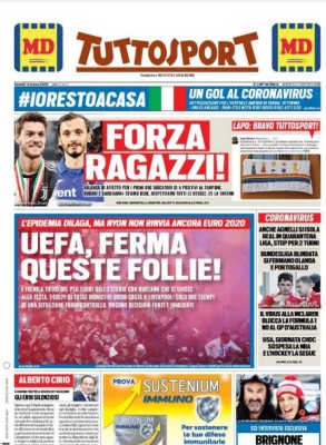 La pandemia del coronavirus se roba las portadas deportivas por el mundo: 'Stop ya'