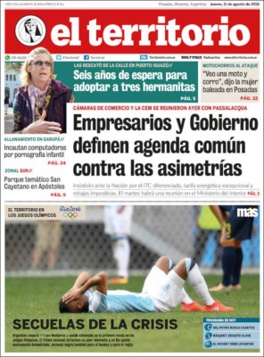PORTADAS: Argentina llora; Honduras ríe y celebra la clasificación a cuartos de Rio-2016