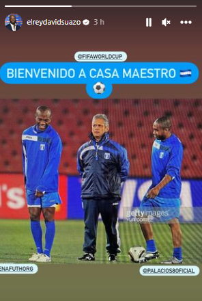 La bienvenida de David Suazo a Reinaldo Rueda en la Selección por medio de su Instagram.