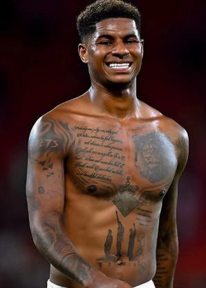 Los increíbles tatuajes de Rashford: por qué lleva referencias de San Cristóbal y Nieves y una cita impactante