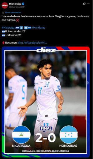 Vergonzoso, Somos el hazmerreír: señalan al culpable de la caída de Honduras ante Nicaragua en la Eliminatoria